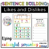 Likes and dislikes writing worksheets using colourful semantics