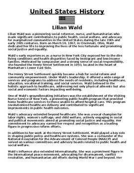 Preview of Lilian Wald Article & Questions Assignment (WORD)