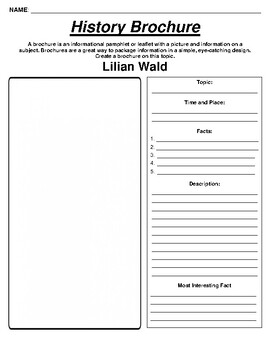Preview of Lilian Wald "Informational Brochure" Worksheet & WebQuest