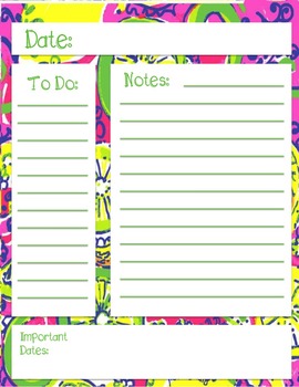 Preview of Lilly Inspired Note Page Bundle