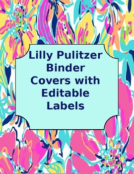 Preview of Lilly Pulitzer Binder Covers with Editable Labels