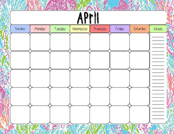 Lilly Pulitzer Calendar by Truett's Teacher Supplies | TpT