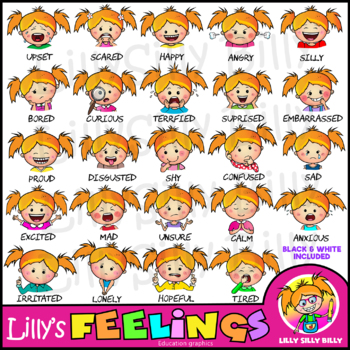 Lilly's Feelings - Clipart Collection. Color & Black/white. {Lilly ...