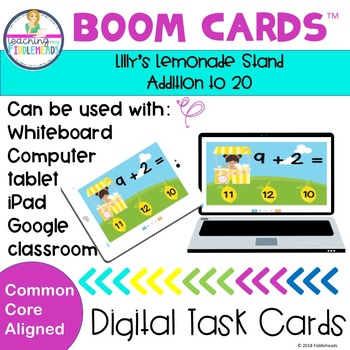 Preview of Addition Within 20 Boom Cards Lilly's Lemonade Stand