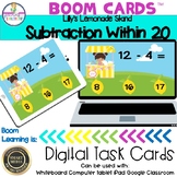 Subtraction Within 20 Boom Cards Lilly's Lemonade Stand