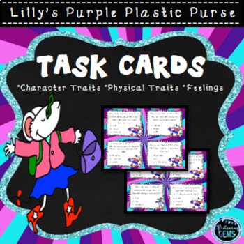 Preview of Lilly's Purple Plastic Purse Character Trait Task Cards