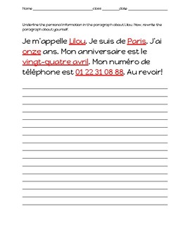 Lilou French Introduction Paragraph By Que Faire En Classe Tpt