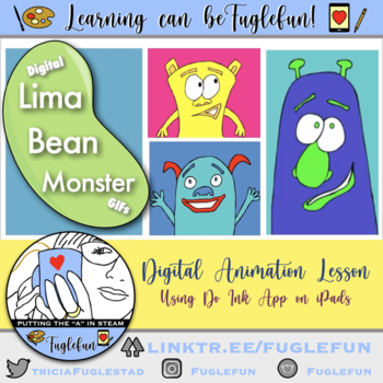 Preview of Lima Bean Monsters: Animated GIFs Literacy & Art Lesson for iPads
