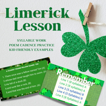 Preview of Limerick Poetry Lesson, St. Patrick's Day, Powerpoint and Google Slides