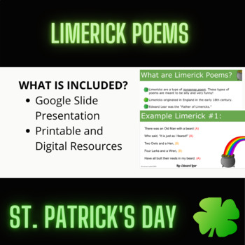 Preview of Limerick Poems: St. Patrick's Day Writing