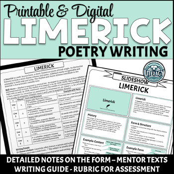 Preview of Limerick Poetry Writing - Lesson with Notes on Poem - for Any Poetry Unit