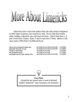 Limerick Student Workbook by For Special Ed and Beyond TpT