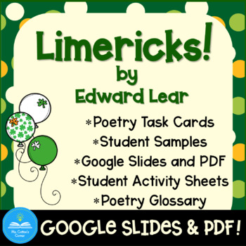 Preview of Limericks by Edward Lear - St. Patrick's Day Poetry -  PDF and Google Slides