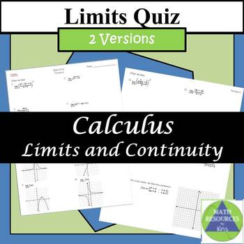 Preview of Limit and Continuity Quiz