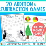 Christmas Addition & Subtraction to 20 Winter Math Games P