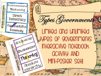 Preview of Limited and Unlimited Governments Lesson, Flipbook AND Poster Set
