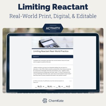 Preview of Limiting & Excess Reactant (Reagent) Real World Themed Worksheet & Answer Key