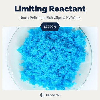 Preview of Limiting Reactant editable lesson and BCA tables Google slides PPT notes HW/Quiz