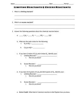 Limiting Reactant Worksheets Teaching Resources Tpt
