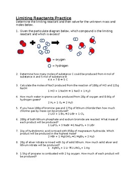 Preview of Limiting Reactants Practice