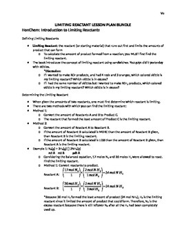 Preview of Limiting Reactants Lecture Bundle