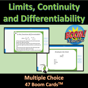 Preview of Limits, Continuity, Differentiability Calculus Task Cards | Boom