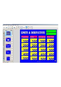 Preview of Limits & Derivatives Jeopardy Style Smart Notebook Interactive