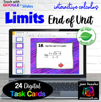 Preview of Limits End of Unit Digital Task Cards for Calculus 