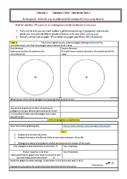 Preview of Limits Investigation ( Calculus 1)