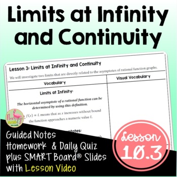 Preview of Limits at Infinity and Continuity with Lesson Video (Unit 10)