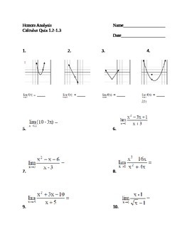 Preview of Limits Quiz (Calculus)