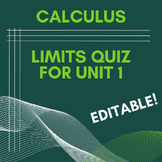 Limits Quiz for Calculus or PreCalculus Unit 1 *EDITABLE*