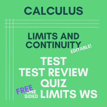 Preview of Limits and Continuity Assessments for Calculus or PreCalculus Unit 1 *EDITABLE*
