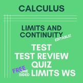 Limits and Continuity Assessments for Calculus or PreCalcu