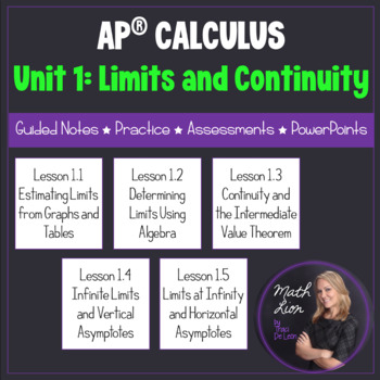 Preview of Limits and Continuity Calculus Lessons - Unit 1 Bundle