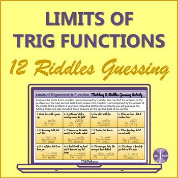 Preview of Limits of Trigonometric Functions - 12 Riddles Guessing Activity