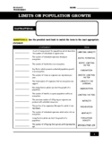 Limits on Population Growth [Worksheet & Answer Key]