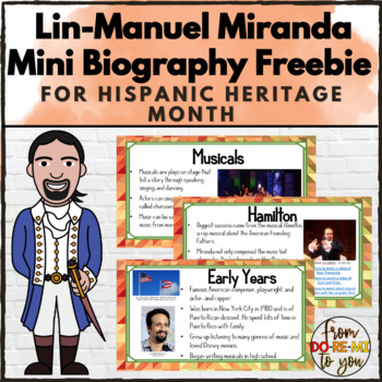 Preview of Lin Manuel Miranda Mini Digital Biography for Hispanic Heritage Month
