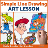 Middle or High School Art Lesson:   Line Drawing Art Project,