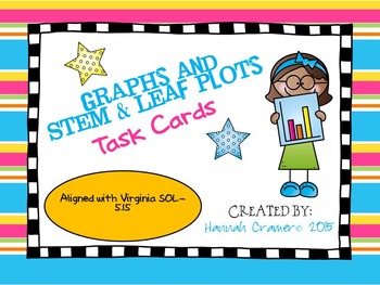 Preview of Line Graphs and Stem and Leaf Plot Task Cards