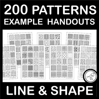 Preview of Line Art Pattern Example Handouts for Zentangle Zendoodle Mindfulness Art