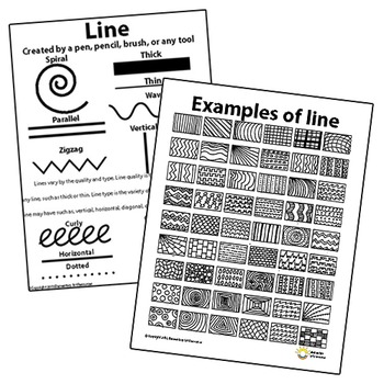 Preview of Line Pattern Handout Two Page Elements of Art Principles of Design Visual Arts