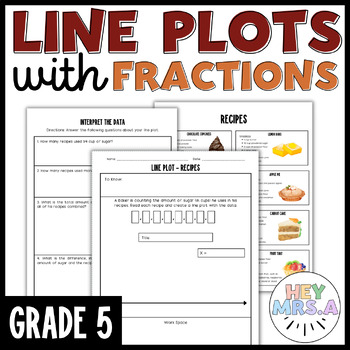 Preview of Line Plot Activity with Fractions | 5th Grade | Print and Go!
