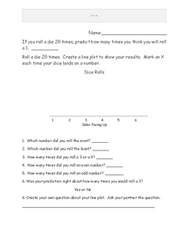 Preview of Line Plot Dice Activity