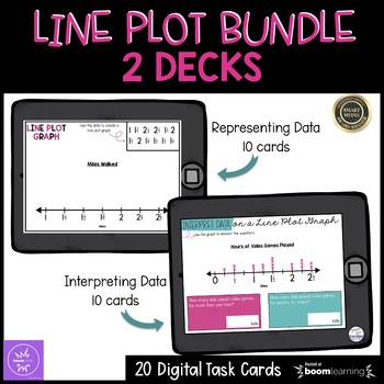 Preview of Line Plot Graphs with Fractions Boom Card Bundle