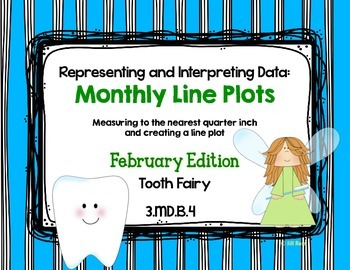 Preview of Line Plot Math Center Task Cards February: Measure & Interpret Data 3.MD.B.4