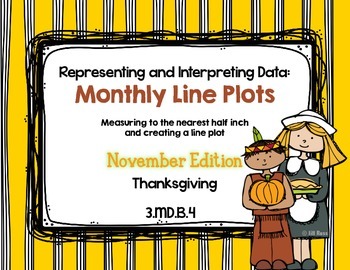 Preview of Line Plot Math Center Task Cards November: Measure & Interpret Data 3.MD.B.4