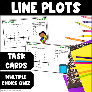 Preview of Line Plot Task Cards and Quiz