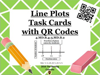 Preview of Line Plot Task Cards with QR Codes  4.MD.B.4; 5.MD.B.2