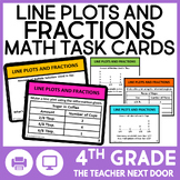 4th Grade Line Plots and Fractions Task Cards Math Center 
